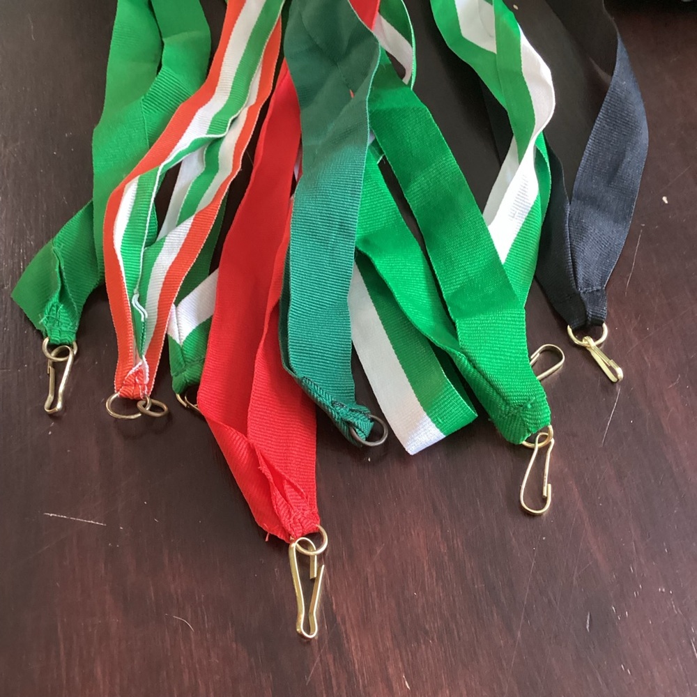 Award Lanyards -Spring Hooked Ribbons for Medals  64 count Lot